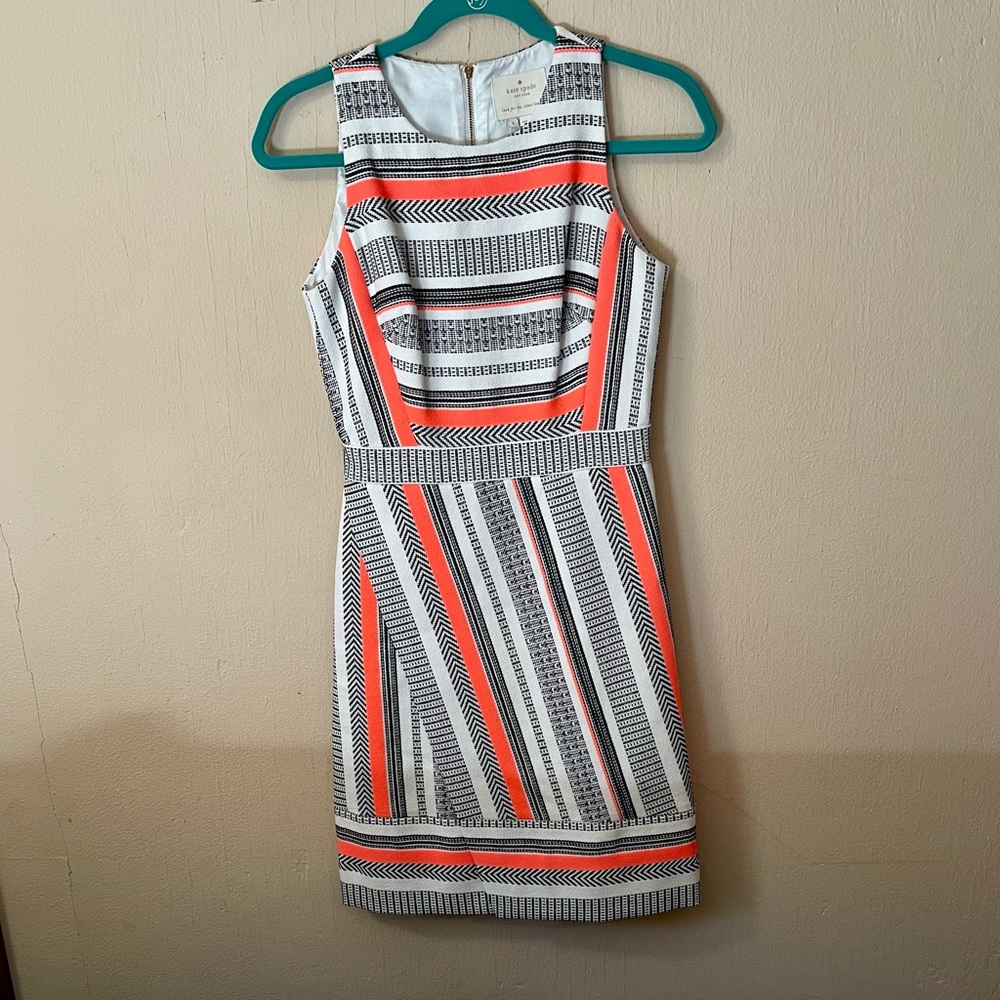 KATE SPADE White Ribbon Jacquard A-Line Dress Flights of Fancy, SZ 0.